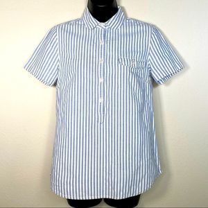 J Crew XS Striped Collard Button Shirt with Short Sleeves Front Pocket